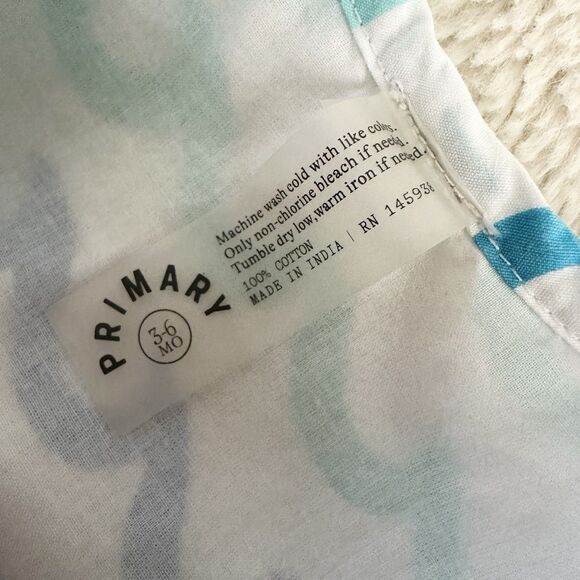 Primary Baby 0-3 Month Henely Tank Shortie In Sea Wave Summer Outfit Snap Cotton - Picture 2 of 6